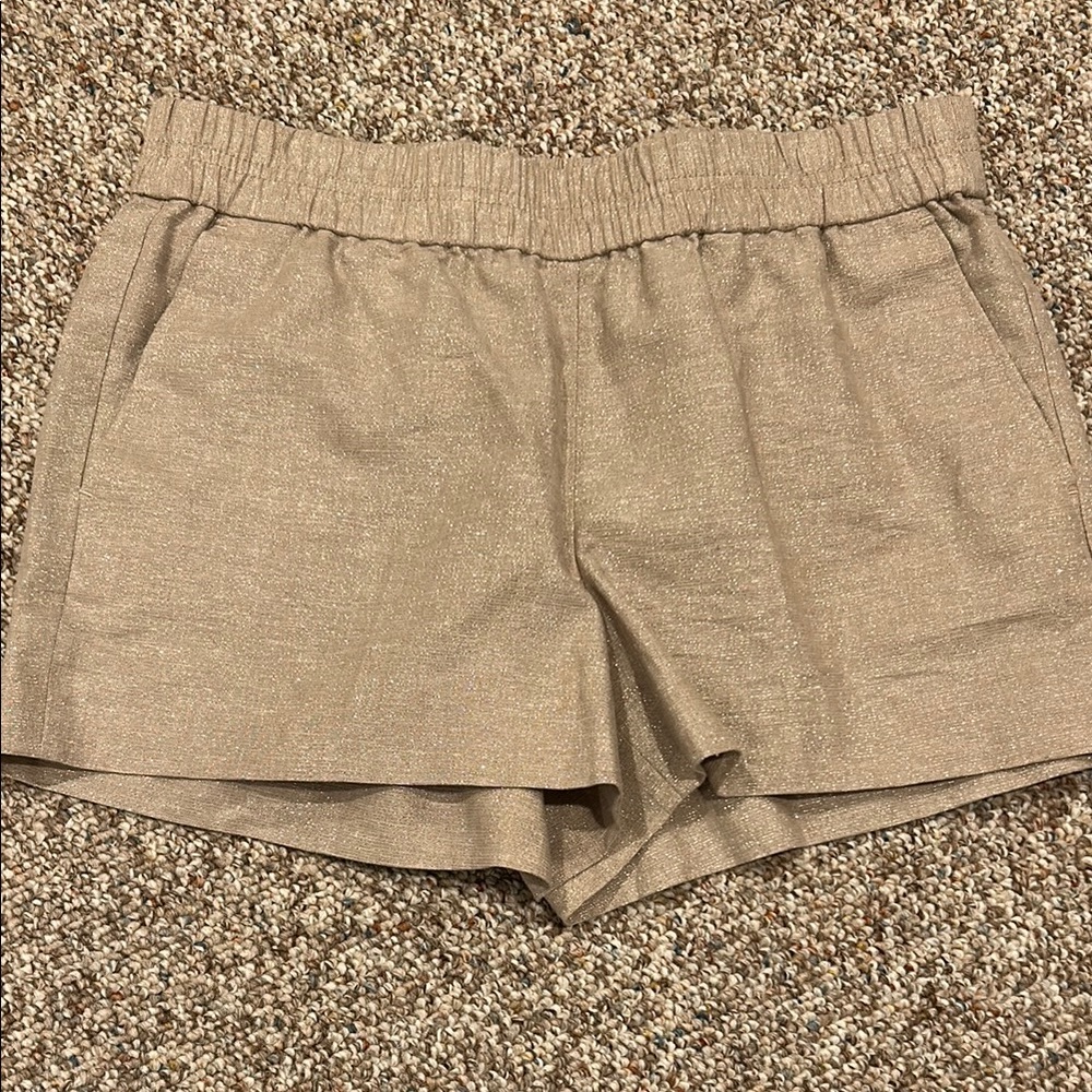 Gold Shimmer Elastic-Waist Women’s Shorts